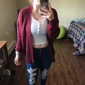 Burgundy Wild Fable Cardigan